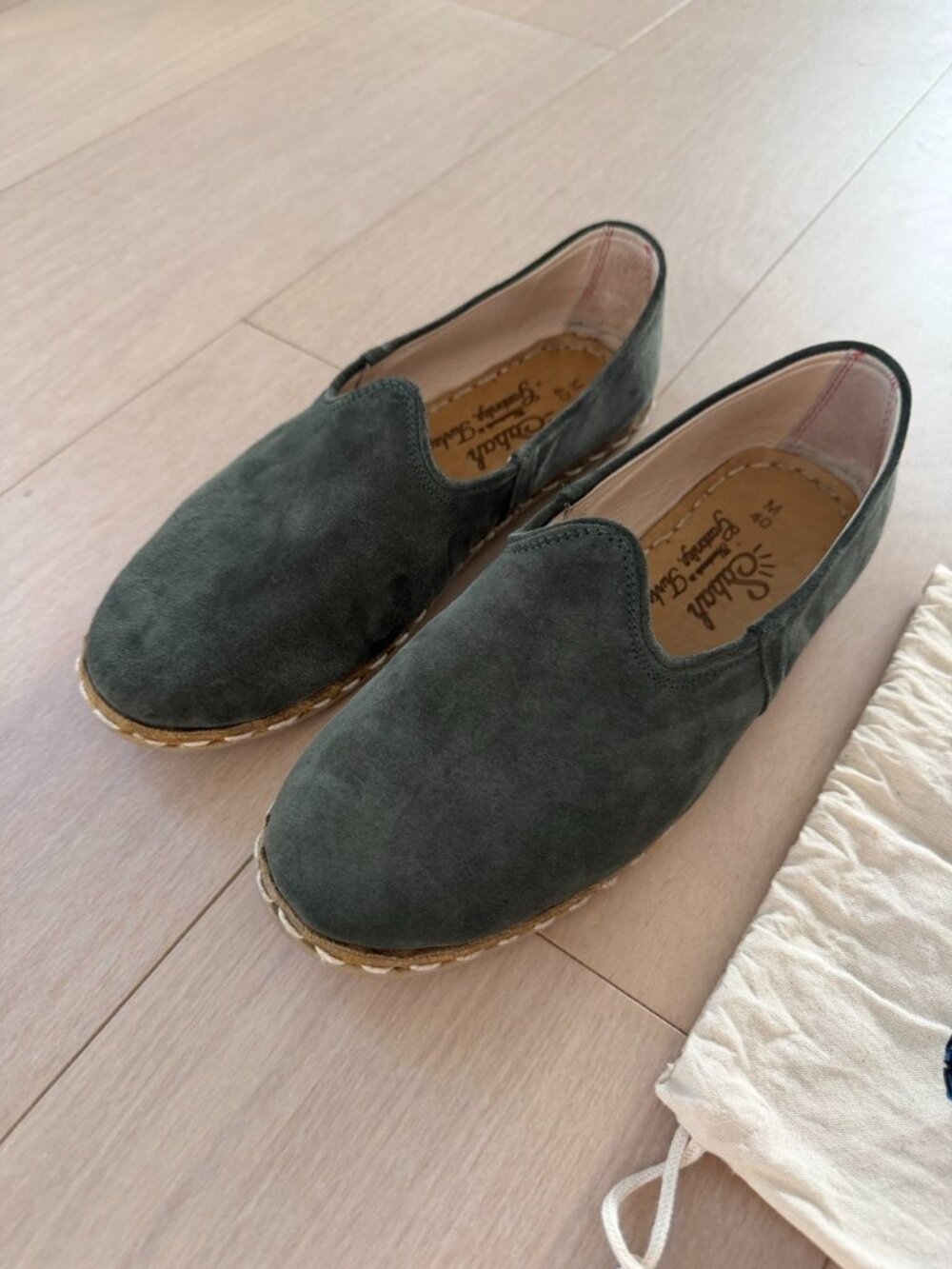 Sabah Walker St. Green Suede Slip On Shoes Handmade Turkey Men's 40